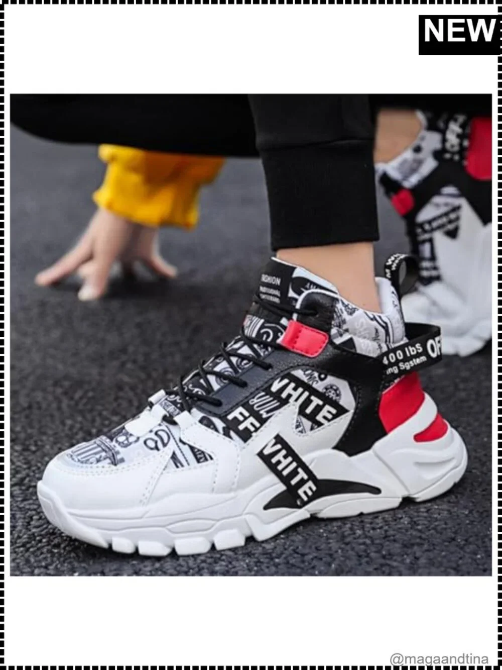 Men's High-Top Sneakers Fleece Lined Graphic Print Cushioned Non-Slip Casual